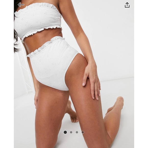 NWOT High Waisted Bandeau Frill Trim Bikini - Picture 3 of 10